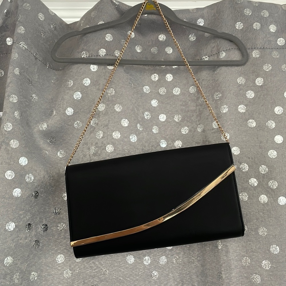 Black faux leather shoulder bag